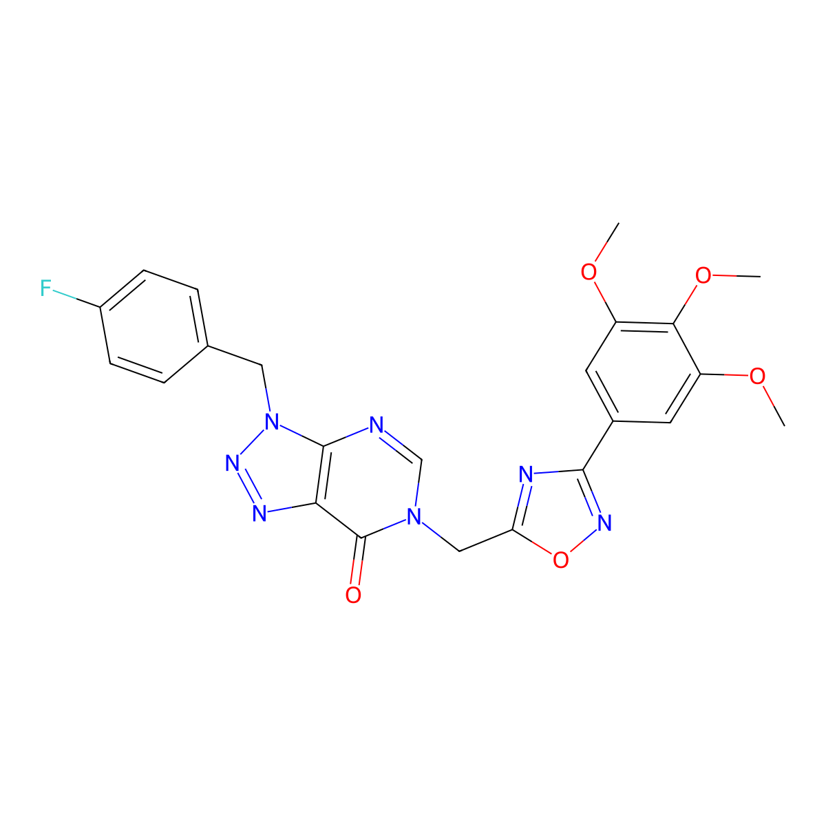 3-(4-fluorobenzyl)-6-((3-(3,4,5-trimethoxyphenyl)-1,2,4-oxadiazol-5-yl)methyl)-3H-[1,2,3]triazolo[4,5-d]pyrimidin-7(6H)-one molecular structure, CAS 1207014-98-9