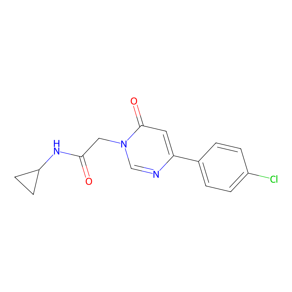 2-(4-(4-chlorophenyl)-6-oxopyrimidin-1(6H)-yl)-N-cyclopropylacetamide molecular structure, CAS 1207015-07-3