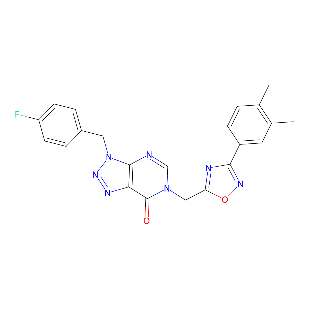 6-((3-(3,4-dimethylphenyl)-1,2,4-oxadiazol-5-yl)methyl)-3-(4-fluorobenzyl)-3H-[1,2,3]triazolo[4,5-d]pyrimidin-7(6H)-one molecular structure, CAS 1207015-11-9