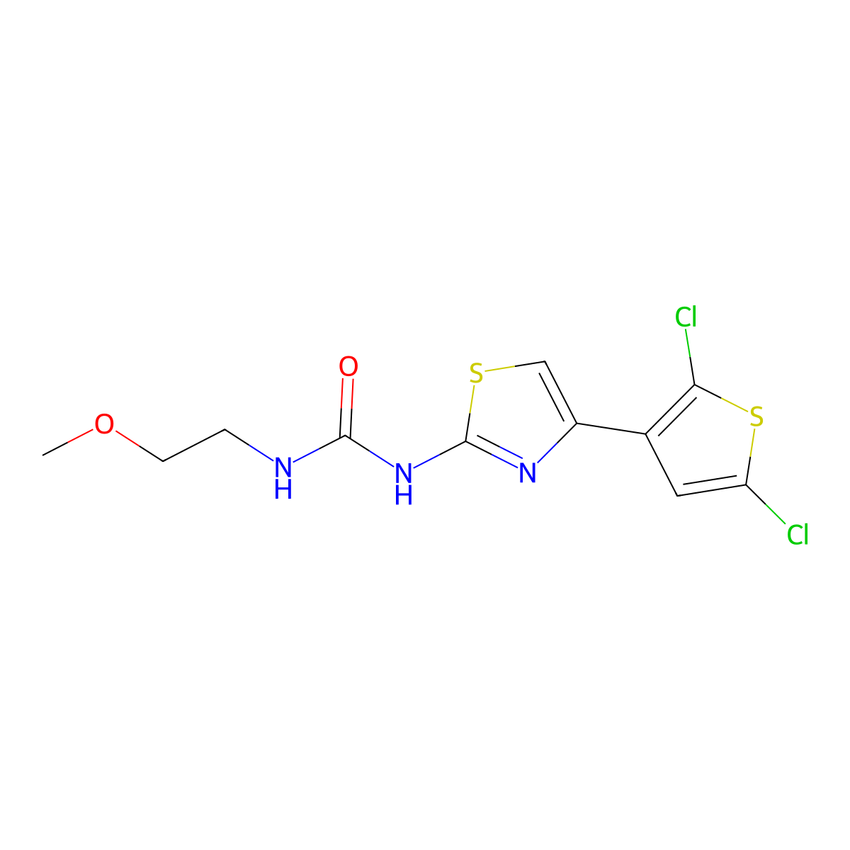 1-(4-(2,5-Dichlorothiophen-3-yl)thiazol-2-yl)-3-(2-methoxyethyl)urea molecular structure, CAS 1207015-12-0