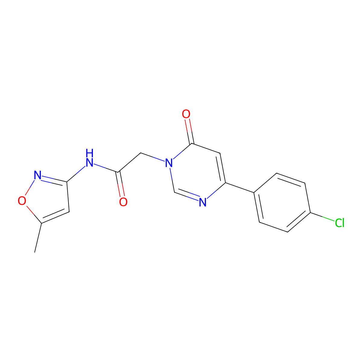 2-(4-(4-chlorophenyl)-6-oxopyrimidin-1(6H)-yl)-N-(5-methylisoxazol-3-yl)acetamide molecular structure, CAS 1207015-14-2