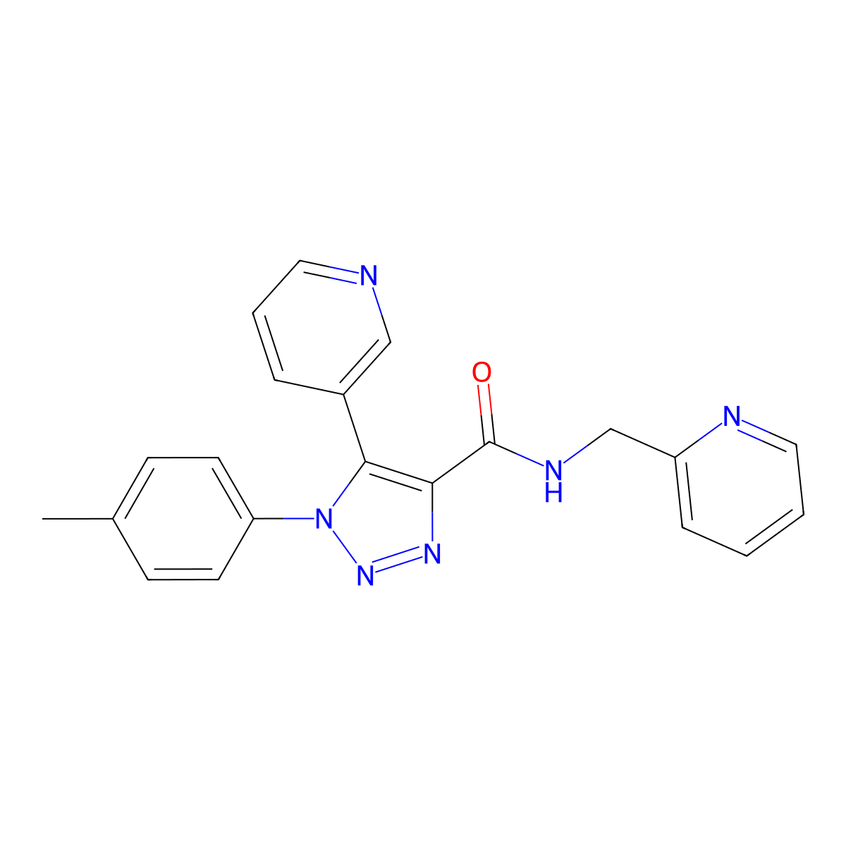 1-(4-methylphenyl)-N-[(pyridin-2-yl)methyl]-5-(pyridin-3-yl)-1H-1,2,3-triazole-4-carboxamide molecular structure, CAS 1207015-16-4