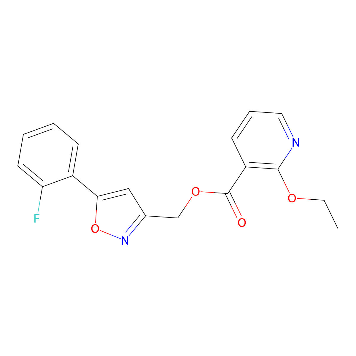 (5-(2-Fluorophenyl)isoxazol-3-yl)methyl 2-ethoxynicotinate molecular structure, CAS 1207015-18-6