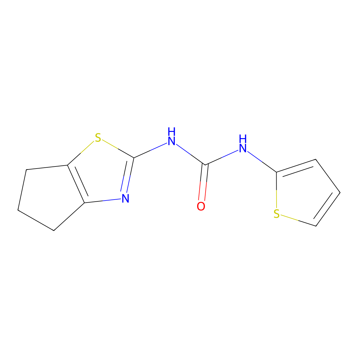 1-(5,6-dihydro-4H-cyclopenta[d]thiazol-2-yl)-3-(thiophen-2-yl)urea molecular structure, CAS 1207015-21-1