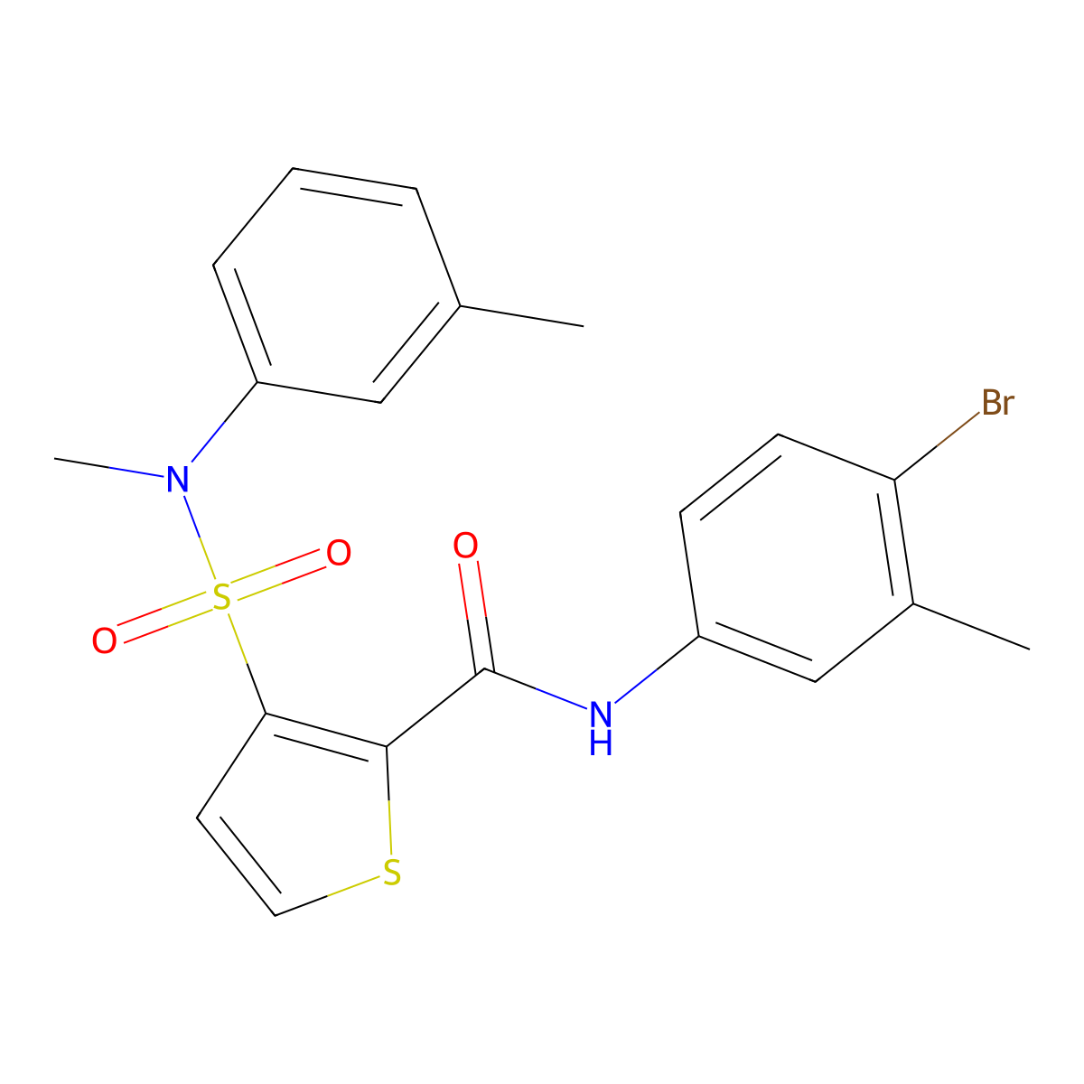 N-(4-bromo-3-methylphenyl)-3-[methyl(3-methylphenyl)sulfamoyl]thiophene-2-carboxamide molecular structure, CAS 1207015-23-3