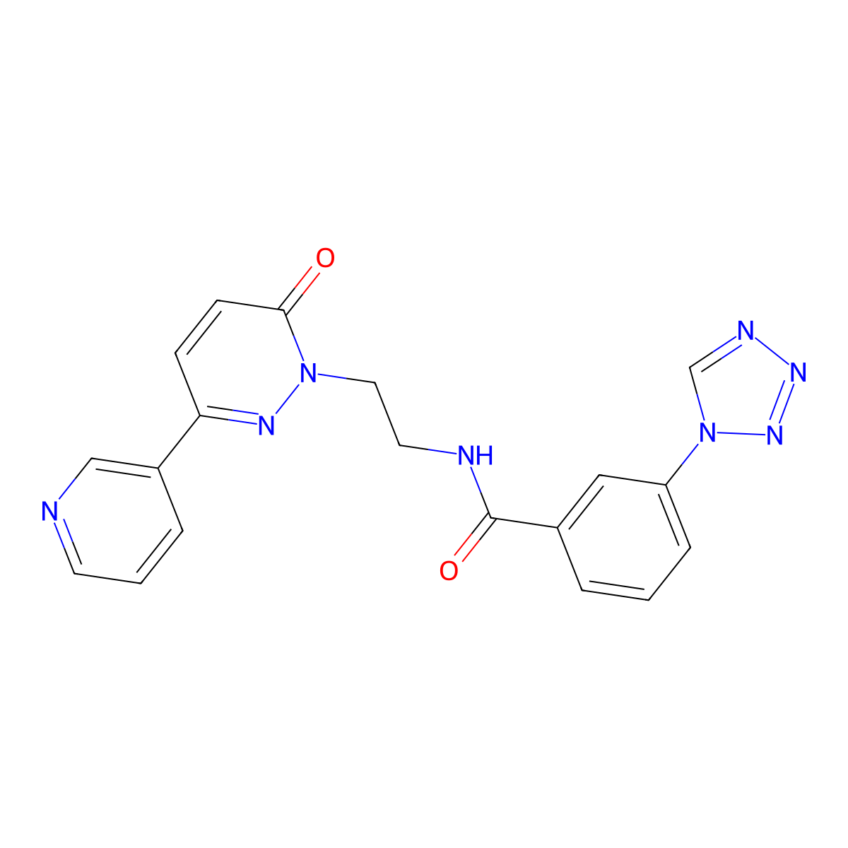 N-(2-(6-oxo-3-(pyridin-3-yl)pyridazin-1(6H)-yl)ethyl)-3-(1H-tetrazol-1-yl)benzamide molecular structure, CAS 1207015-26-6