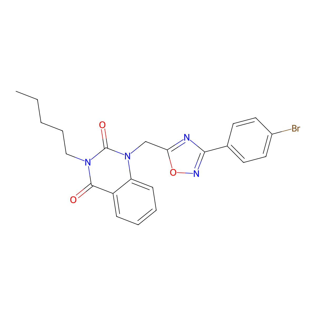 1-((3-(4-bromophenyl)-1,2,4-oxadiazol-5-yl)methyl)-3-pentylquinazoline-2,4(1H,3H)-dione molecular structure, CAS 1207015-33-5