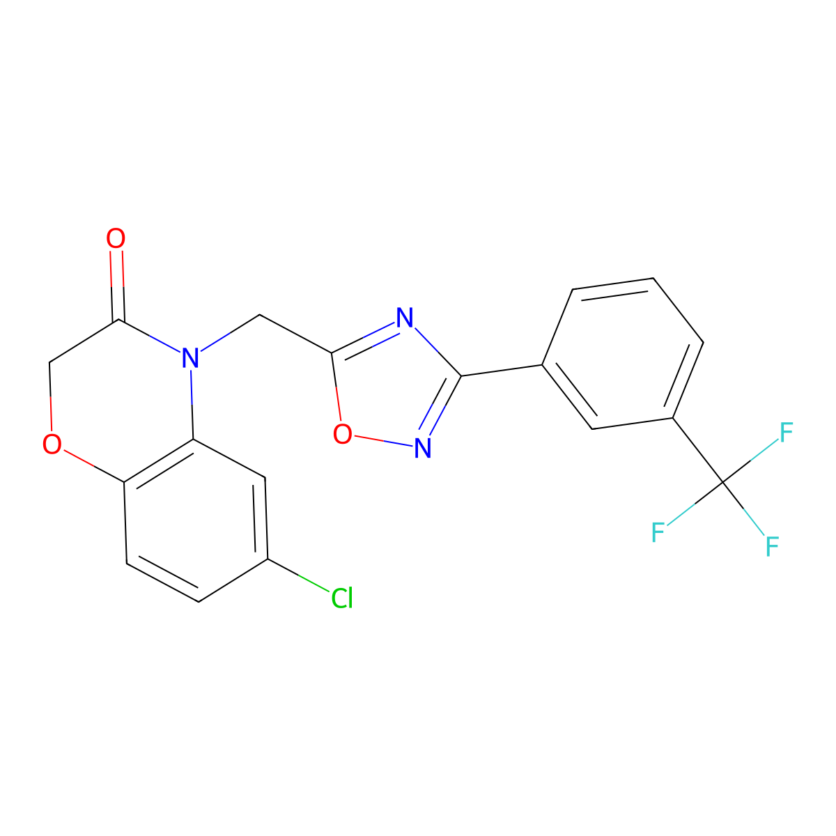 6-chloro-4-((3-(3-(trifluoromethyl)phenyl)-1,2,4-oxadiazol-5-yl)methyl)-2H-benzo[b][1,4]oxazin-3(4H)-one molecular structure, CAS 1207015-35-7