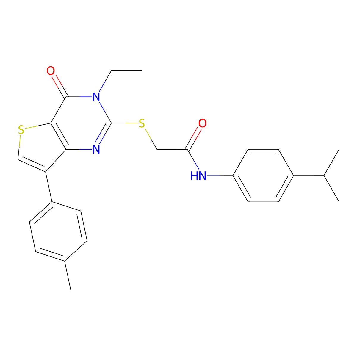 2-{[3-ethyl-7-(4-methylphenyl)-4-oxo-3,4-dihydrothieno[3,2-d]pyrimidin-2-yl]thio}-N-(4-isopropylphenyl)acetamide molecular structure, CAS 1207015-41-5