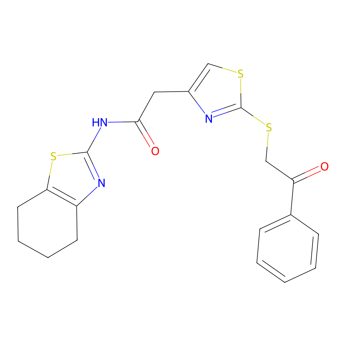 2-(2-((2-oxo-2-phenylethyl)thio)thiazol-4-yl)-N-(4,5,6,7-tetrahydrobenzo[d]thiazol-2-yl)acetamide molecular structure, CAS 1207015-44-8