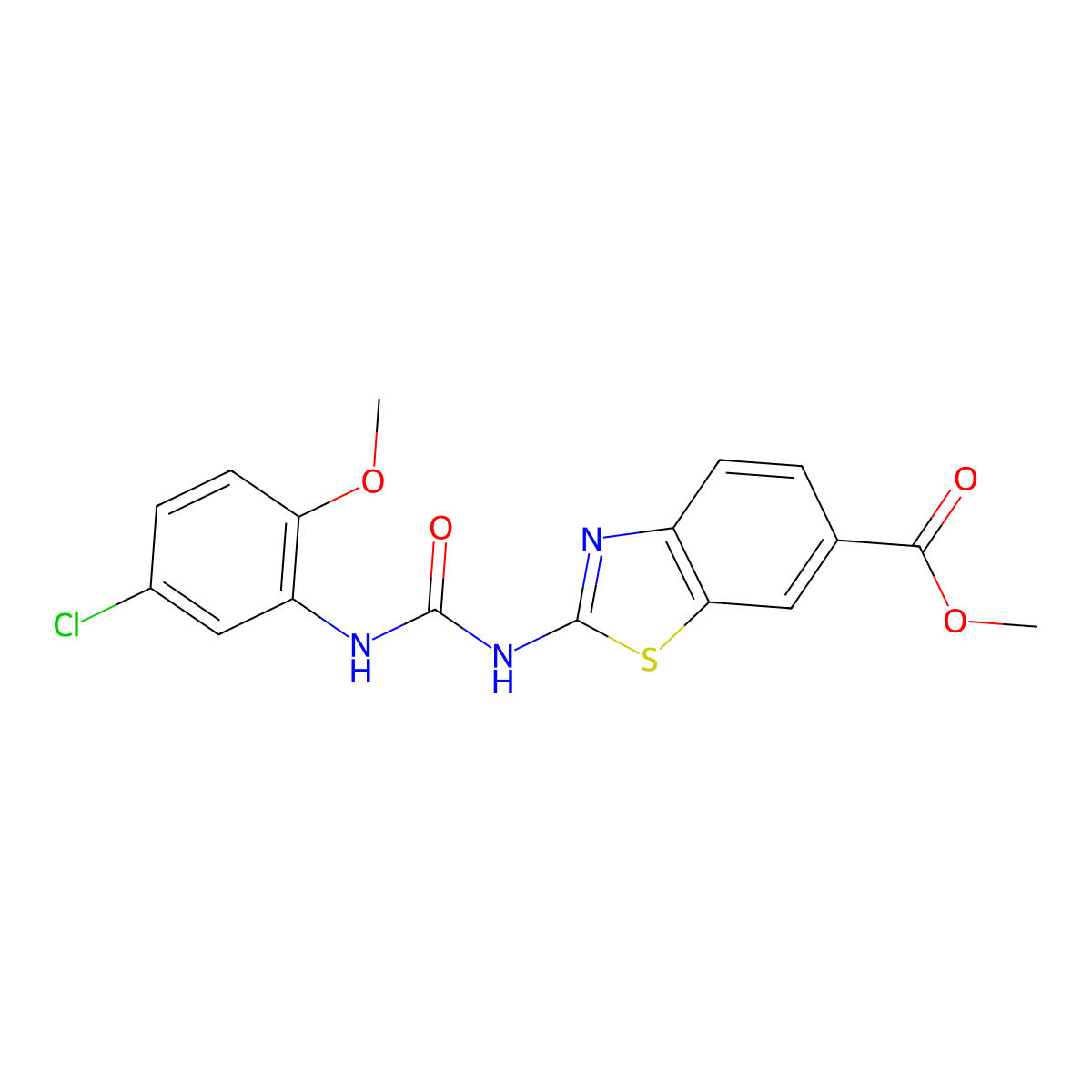 Methyl 2-(3-(5-chloro-2-methoxyphenyl)ureido)benzo[d]thiazole-6-carboxylate molecular structure, CAS 1207015-45-9
