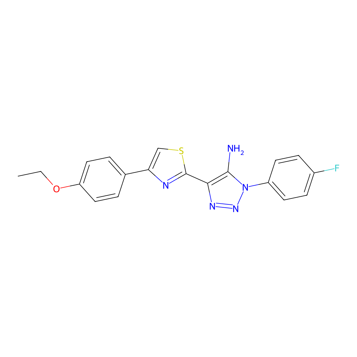 4-[4-(4-ethoxyphenyl)-1,3-thiazol-2-yl]-1-(4-fluorophenyl)-1H-1,2,3-triazol-5-amine molecular structure, CAS 1207015-48-2