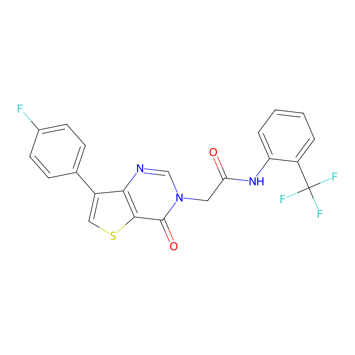 2-[7-(4-fluorophenyl)-4-oxothieno[3,2-d]pyrimidin-3(4H)-yl]-N-[2-(trifluoromethyl)phenyl]acetamide molecular structure, CAS 1207015-50-6