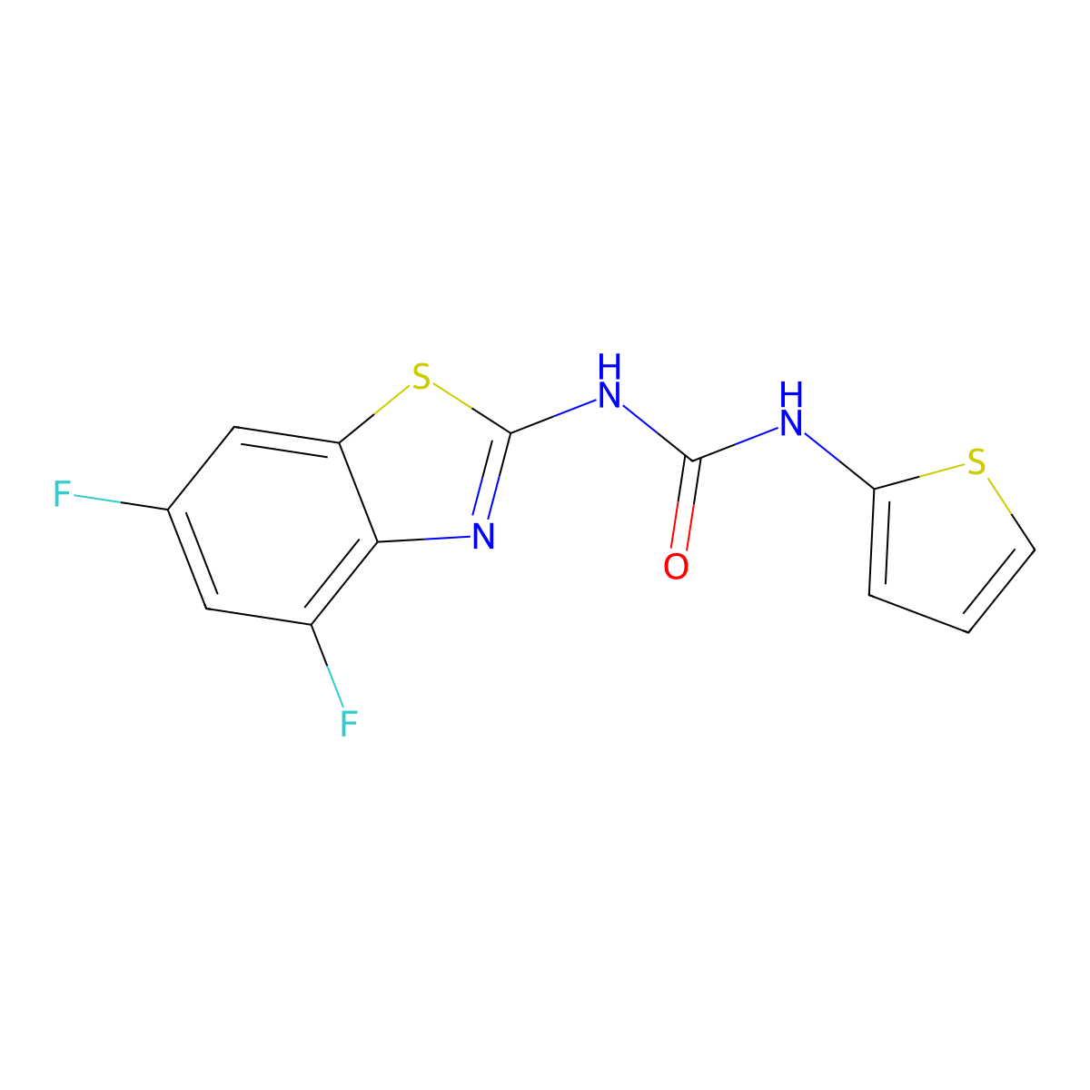 1-(4,6-Difluorobenzo[d]thiazol-2-yl)-3-(thiophen-2-yl)urea molecular structure, CAS 1207015-51-7