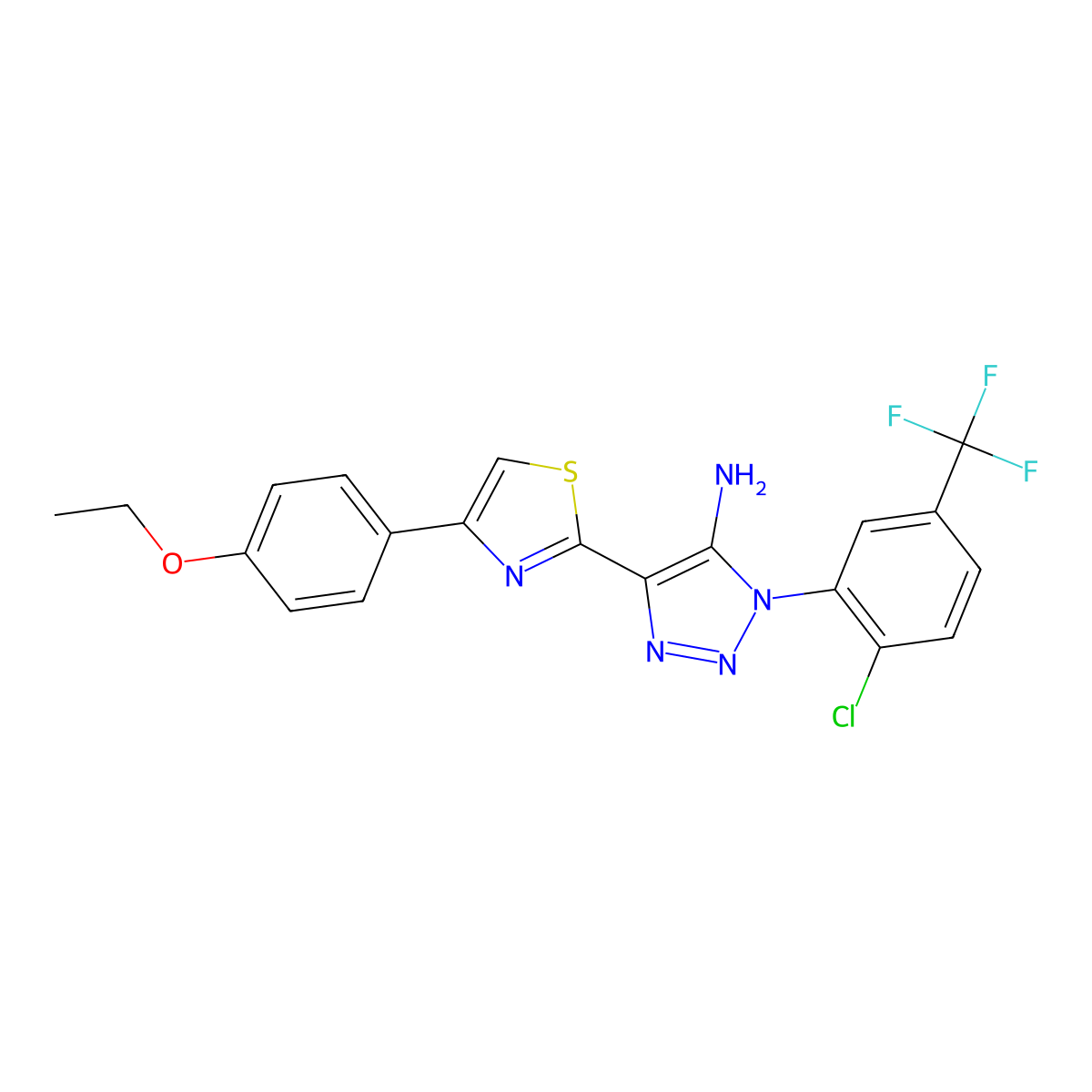 1-[2-chloro-5-(trifluoromethyl)phenyl]-4-[4-(4-ethoxyphenyl)-1,3-thiazol-2-yl]-1H-1,2,3-triazol-5-amine molecular structure, CAS 1207015-55-1