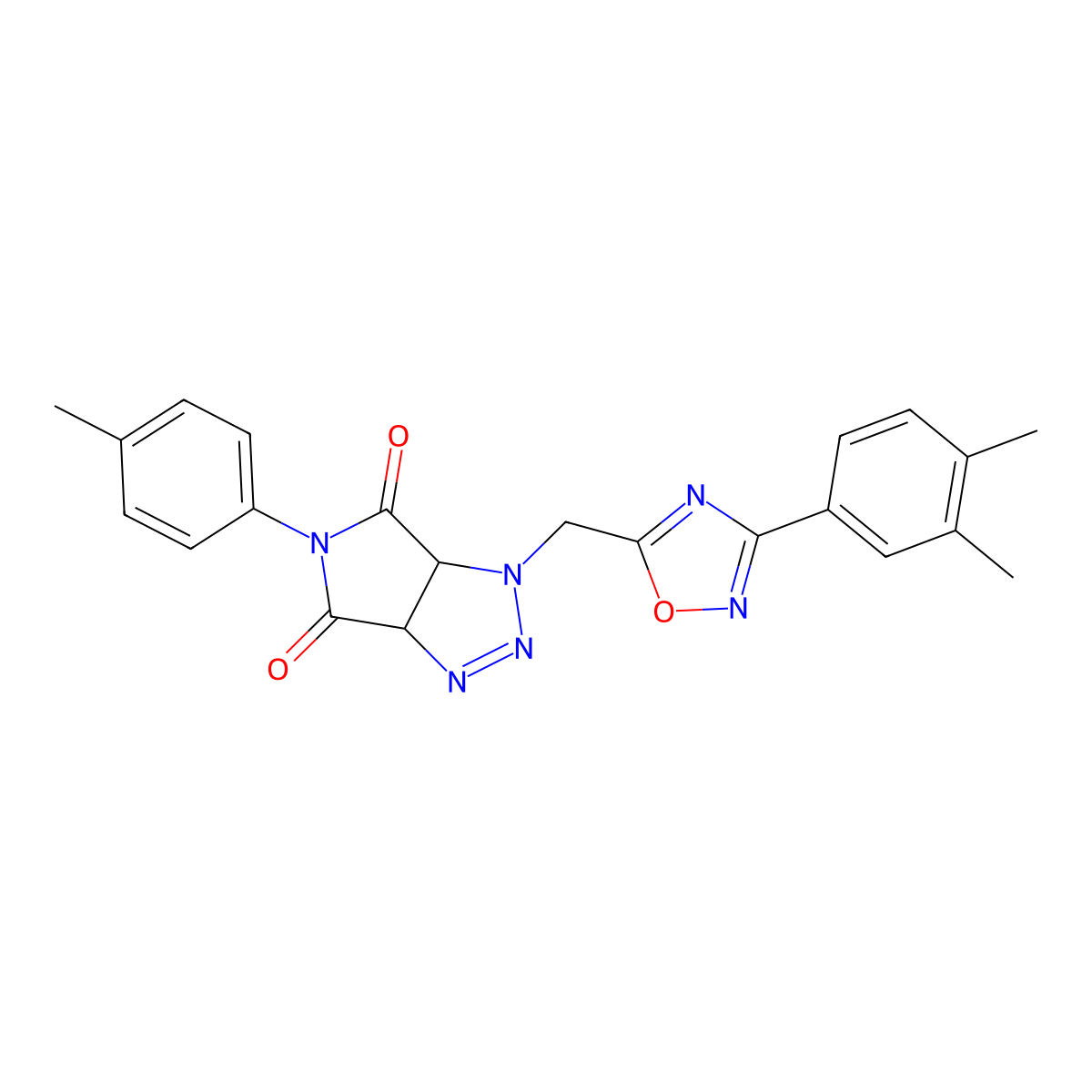 1-((3-(3,4-dimethylphenyl)-1,2,4-oxadiazol-5-yl)methyl)-5-(p-tolyl)-1,6a-dihydropyrrolo[3,4-d][1,2,3]triazole-4,6(3aH,5H)-dione molecular structure, CAS 1207015-62-0