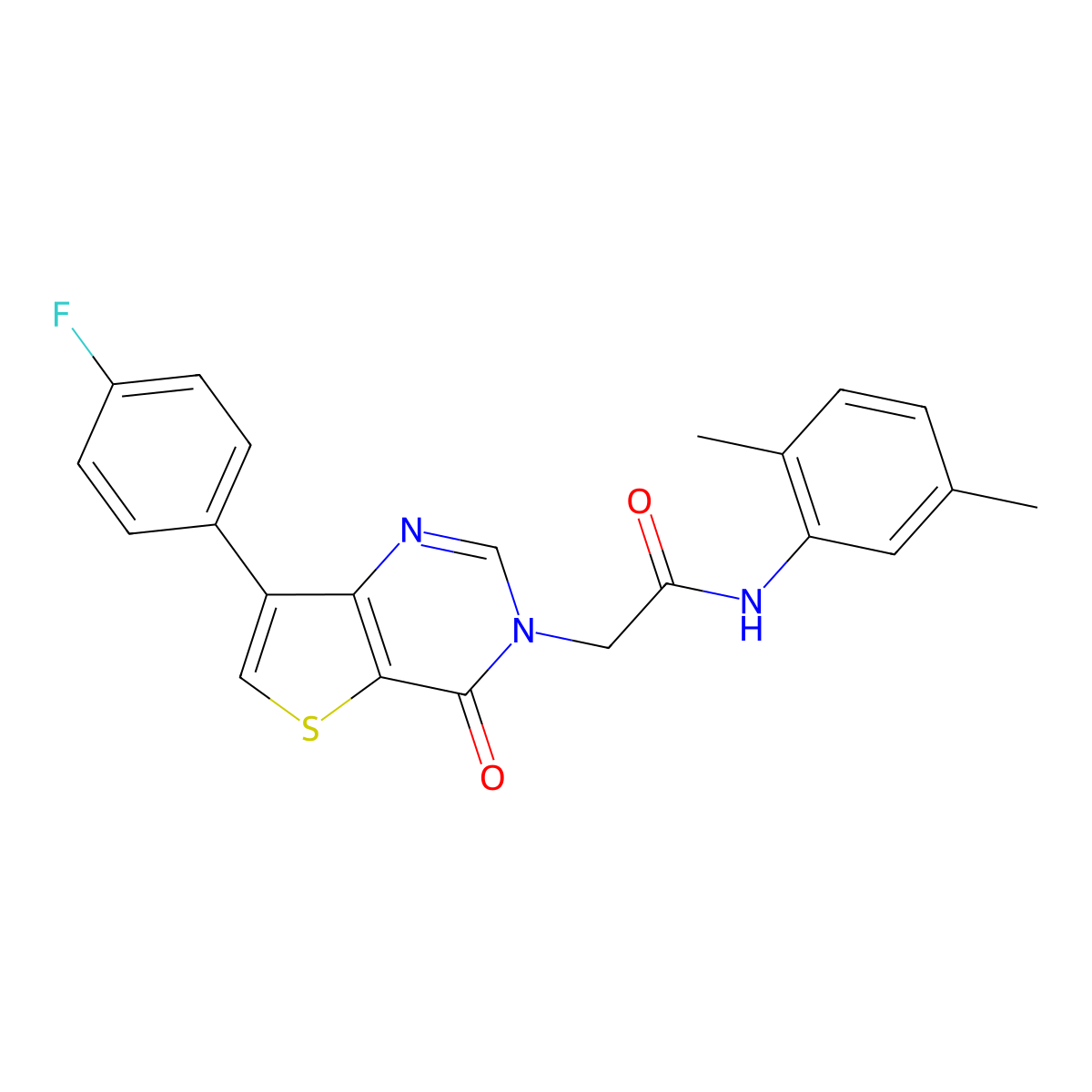 N-(2,5-dimethylphenyl)-2-[7-(4-fluorophenyl)-4-oxothieno[3,2-d]pyrimidin-3(4H)-yl]acetamide molecular structure, CAS 1207015-66-4