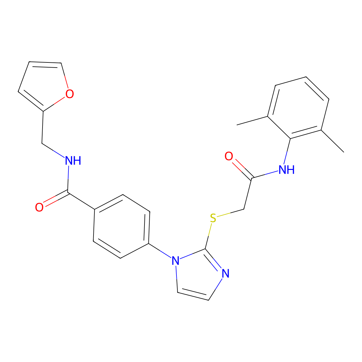 4-[2-({[(2,6-dimethylphenyl)carbamoyl]methyl}sulfanyl)-1H-imidazol-1-yl]-N-[(furan-2-yl)methyl]benzamide molecular structure, CAS 1207015-69-7
