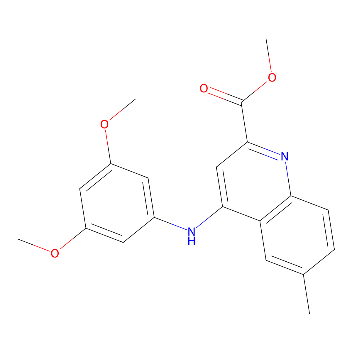 Methyl 4-[(3,5-dimethoxyphenyl)amino]-6-methylquinoline-2-carboxylate molecular structure, CAS 1207015-73-3