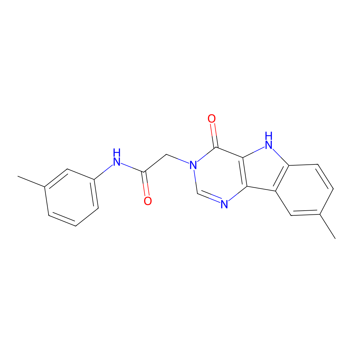 2-(8-methyl-4-oxo-4,5-dihydro-3H-pyrimido[5,4-b]indol-3-yl)-N-(m-tolyl)acetamide molecular structure, CAS 1207015-77-7