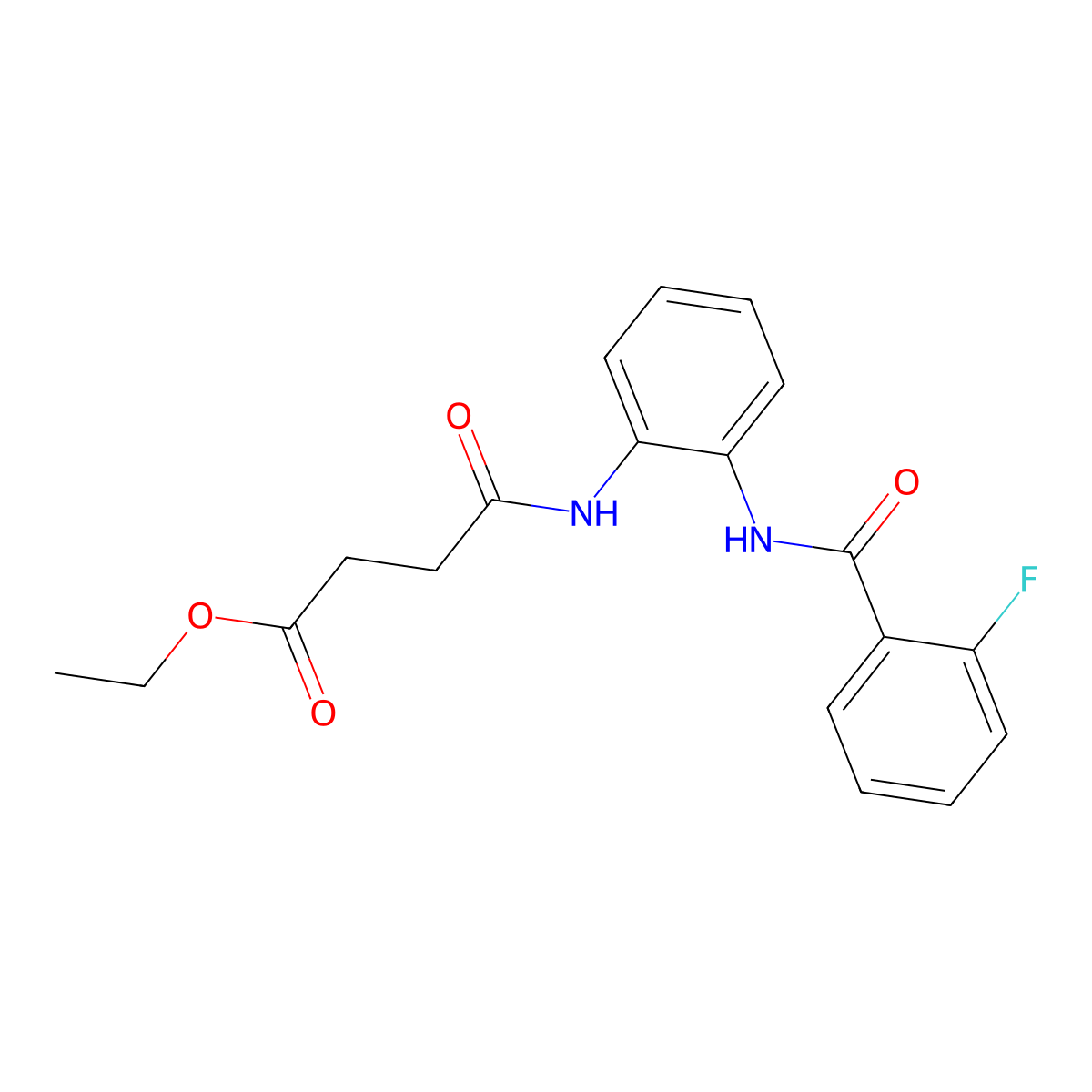 Ethyl 4-((2-(2-fluorobenzamido)phenyl)amino)-4-oxobutanoate molecular structure, CAS 1207015-81-3