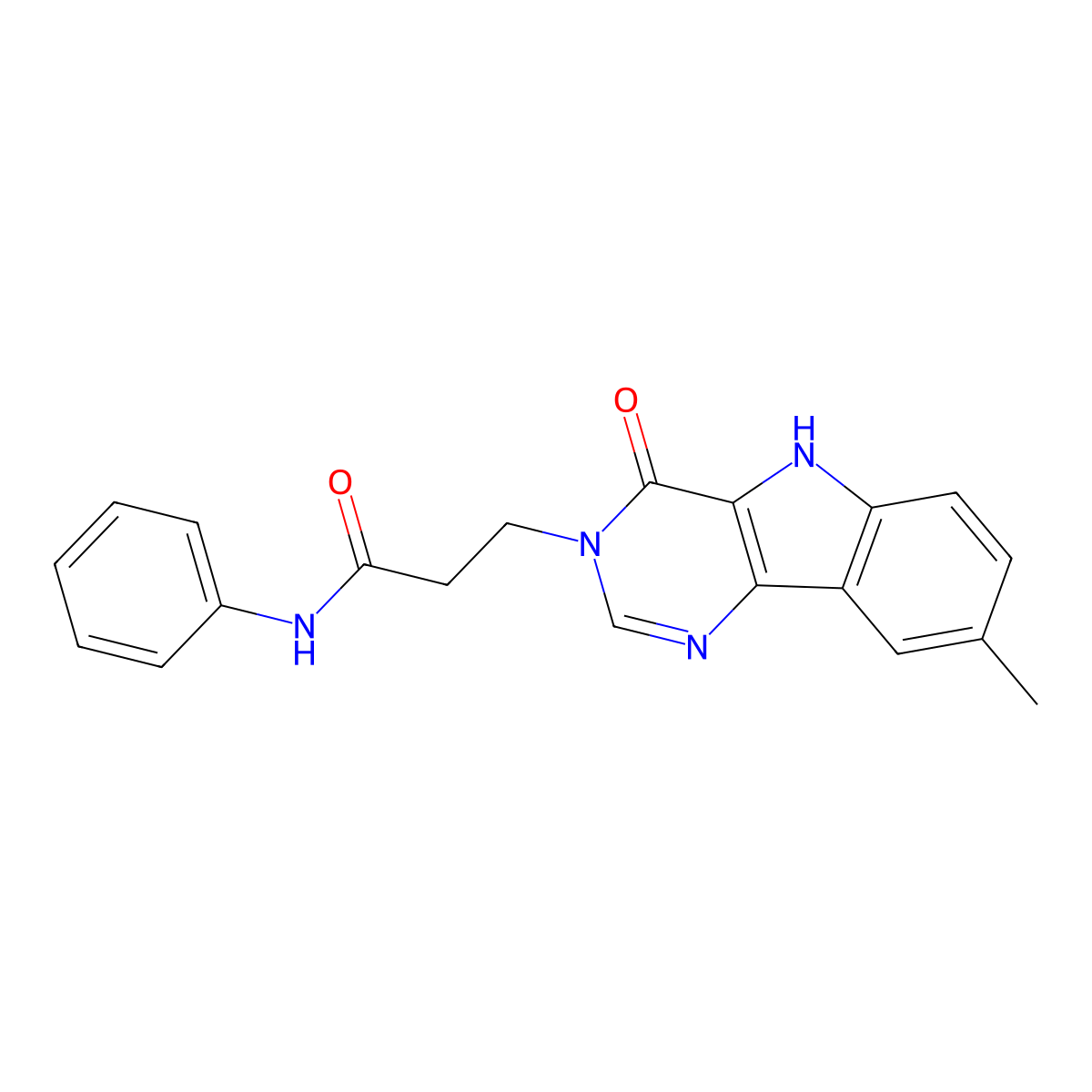 3-{8-methyl-4-oxo-3H,4H,5H-pyrimido[5,4-b]indol-3-yl}-N-phenylpropanamide molecular structure, CAS 1207015-82-4