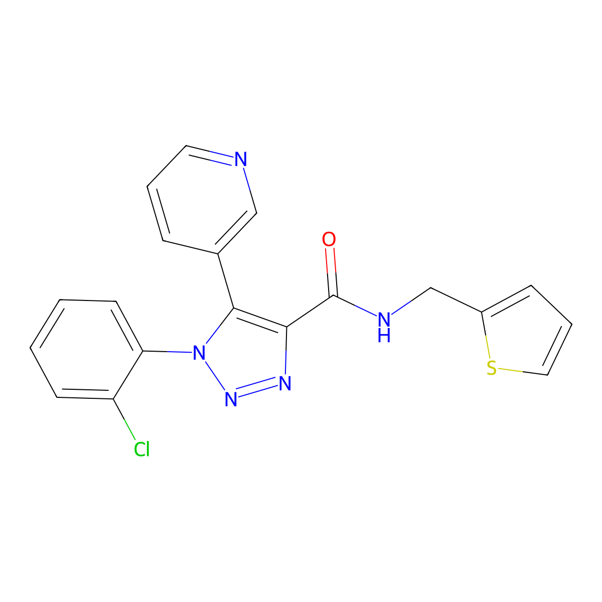 1-(2-chlorophenyl)-5-(pyridin-3-yl)-N-(thiophen-2-ylmethyl)-1H-1,2,3-triazole-4-carboxamide molecular structure, CAS 1207015-84-6