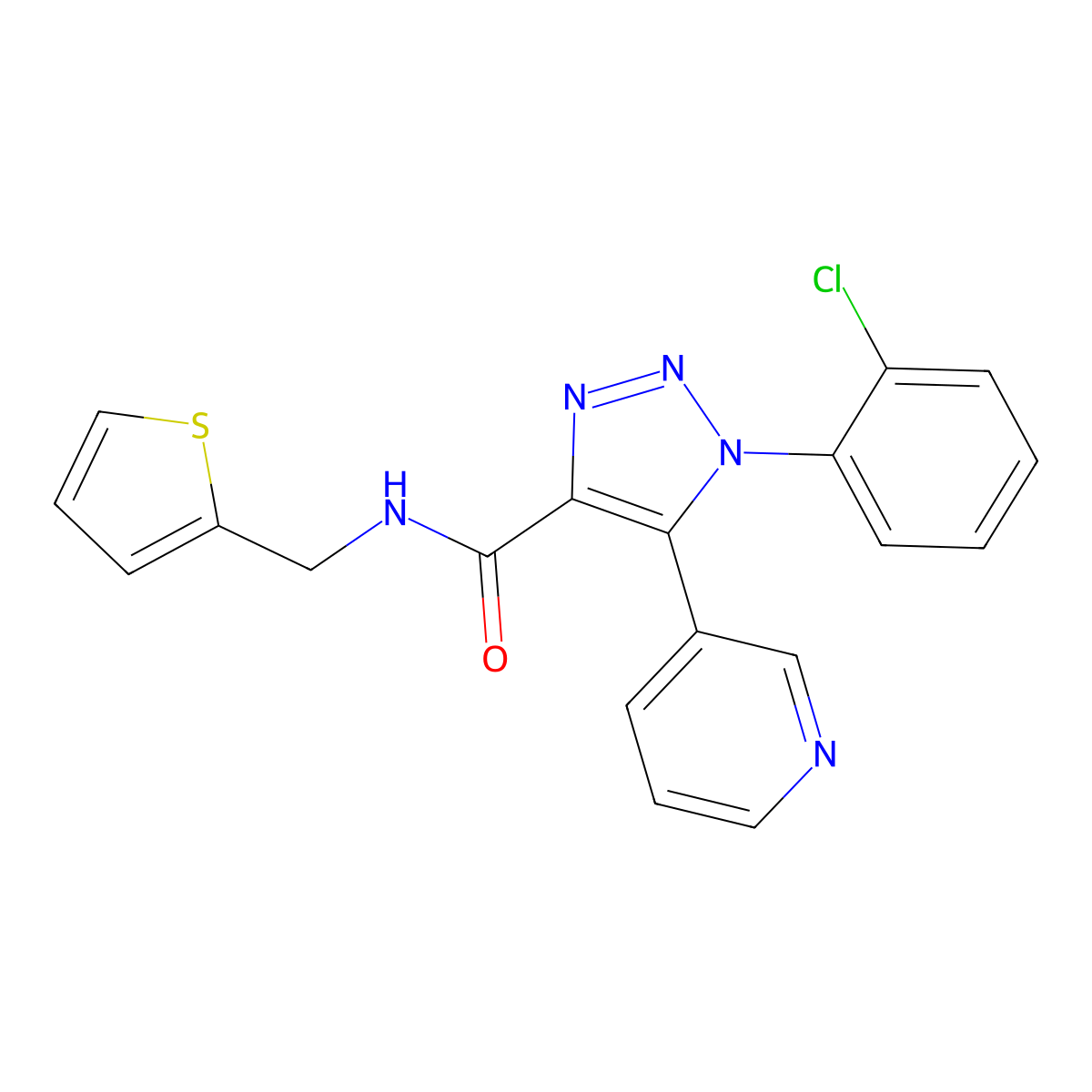 1-(2-chlorophenyl)-5-(pyridin-3-yl)-N-(thiophen-2-ylmethyl)-1H-1,2,3-triazole-4-carboxamide molecular structure, CAS 1207015-84-6