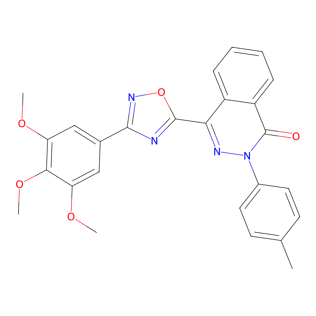 2-(4-Methylphenyl)-4-[3-(3,4,5-trimethoxyphenyl)-1,2,4-oxadiazol-5-yl]-1,2-dihydrophthalazin-1-one molecular structure, CAS 1207015-91-5