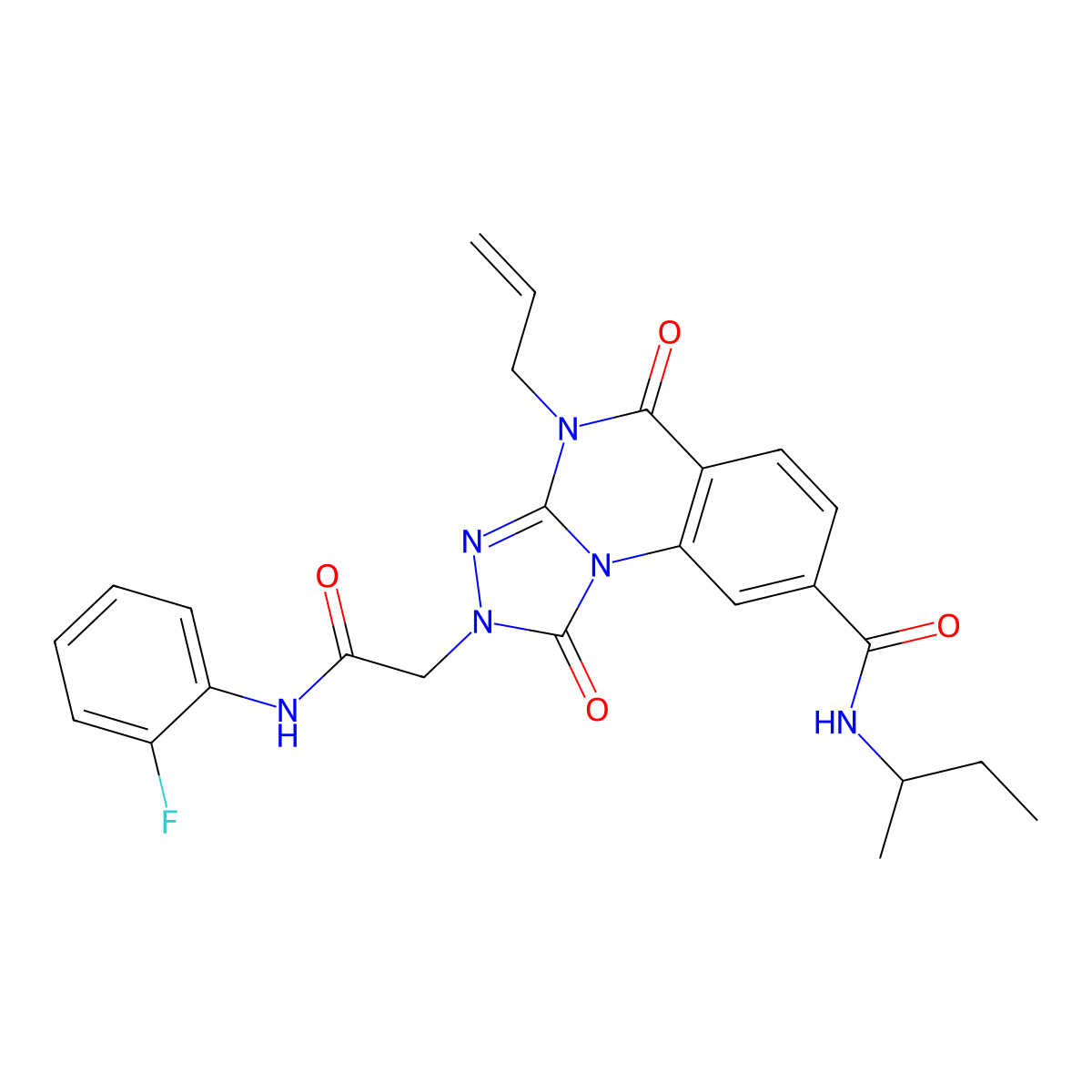 4-allyl-N-(sec-butyl)-2-(2-((2-fluorophenyl)amino)-2-oxoethyl)-1,5-dioxo-1,2,4,5-tetrahydro-[1,2,4]triazolo[4,3-a]quinazoline-8-carboxamide molecular structure, CAS 1207015-93-7