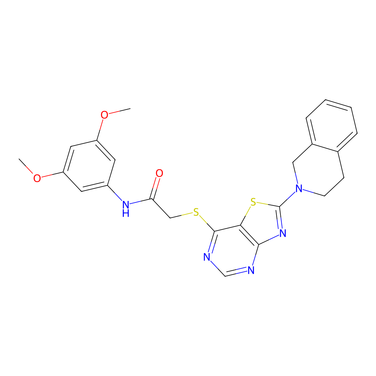 2-((2-(3,4-dihydroisoquinolin-2(1H)-yl)thiazolo[4,5-d]pyrimidin-7-yl)thio)-N-(3,5-dimethoxyphenyl)acetamide molecular structure, CAS 1207015-97-1
