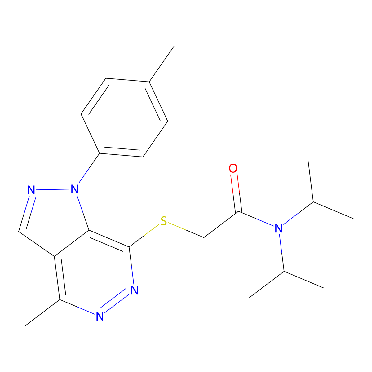 N,N-diisopropyl-2-((4-methyl-1-(p-tolyl)-1H-pyrazolo[3,4-d]pyridazin-7-yl)thio)acetamide molecular structure, CAS 1207016-03-2