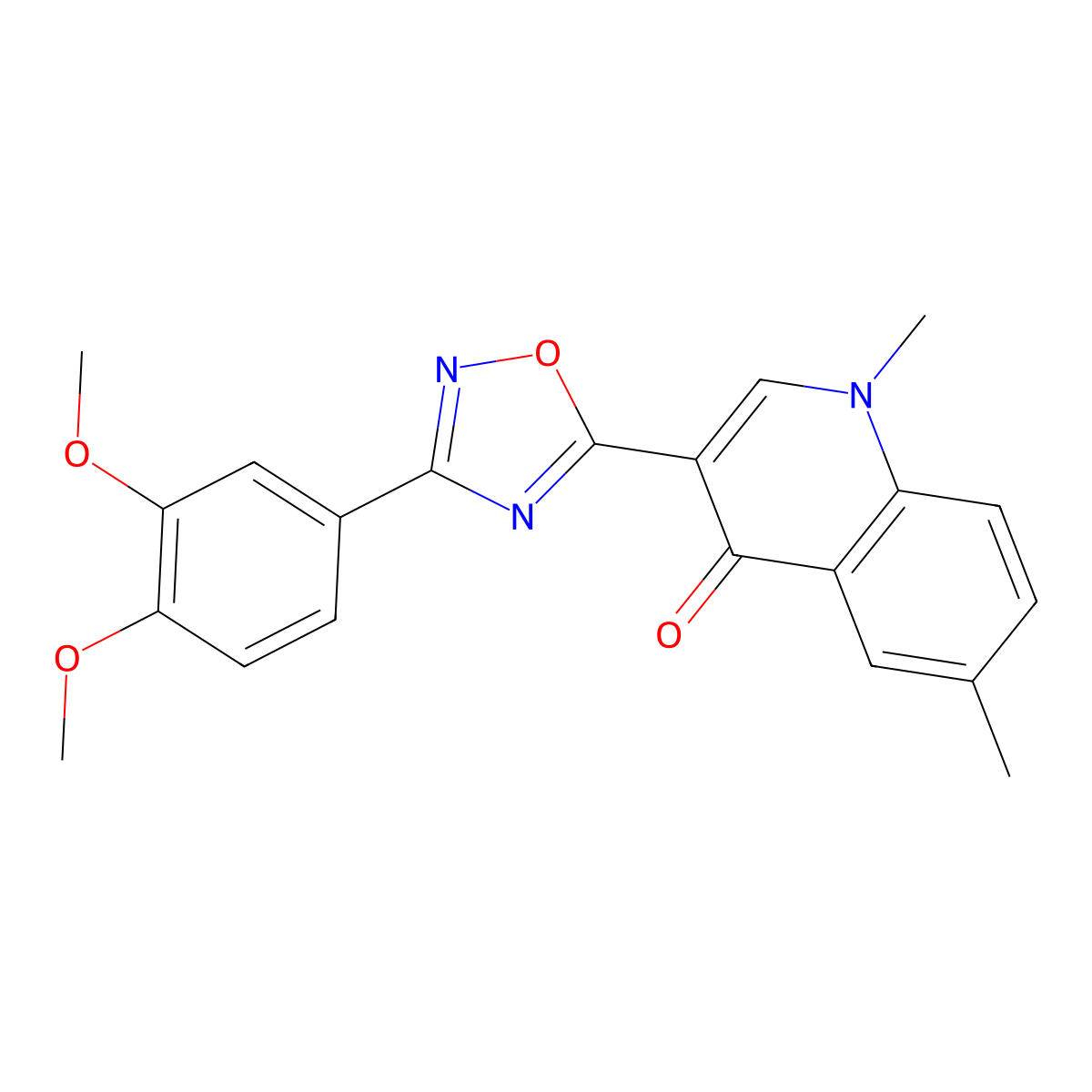 3-[3-(3,4-dimethoxyphenyl)-1,2,4-oxadiazol-5-yl]-1,6-dimethylquinolin-4(1H)-one molecular structure, CAS 1207016-07-6