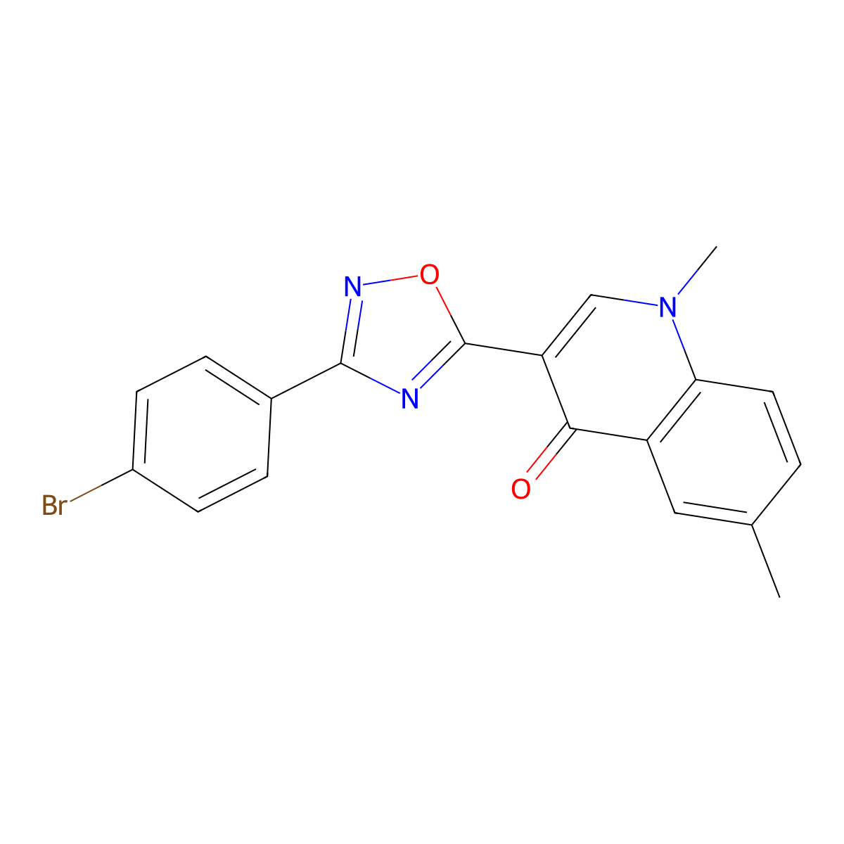 3-[3-(4-Bromophenyl)-1,2,4-oxadiazol-5-yl]-1,6-dimethyl-1,4-dihydroquinolin-4-one molecular structure, CAS 1207016-17-8