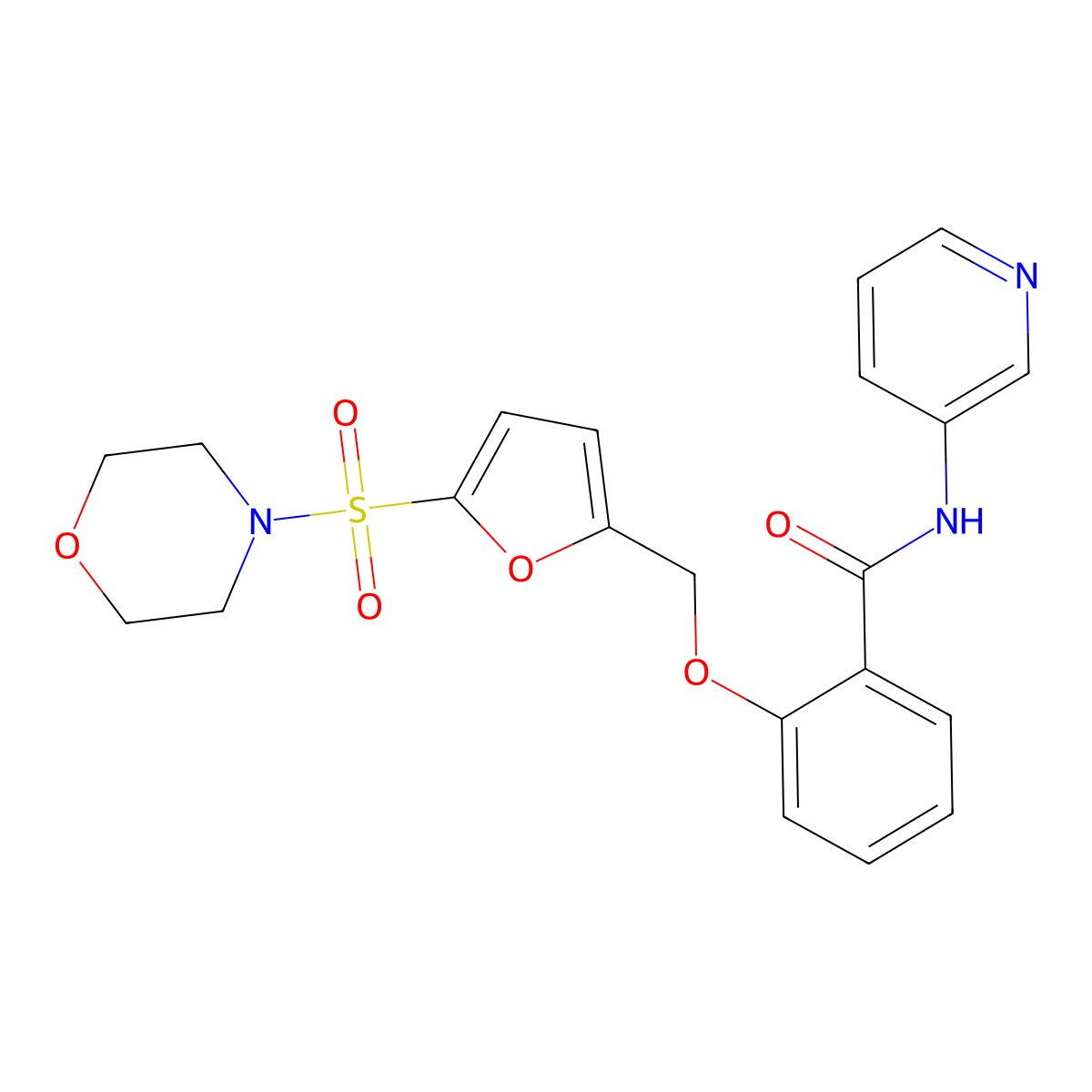 2-((5-(morpholinosulfonyl)furan-2-yl)methoxy)-N-(pyridin-3-yl)benzamide molecular structure, CAS 1207016-20-3