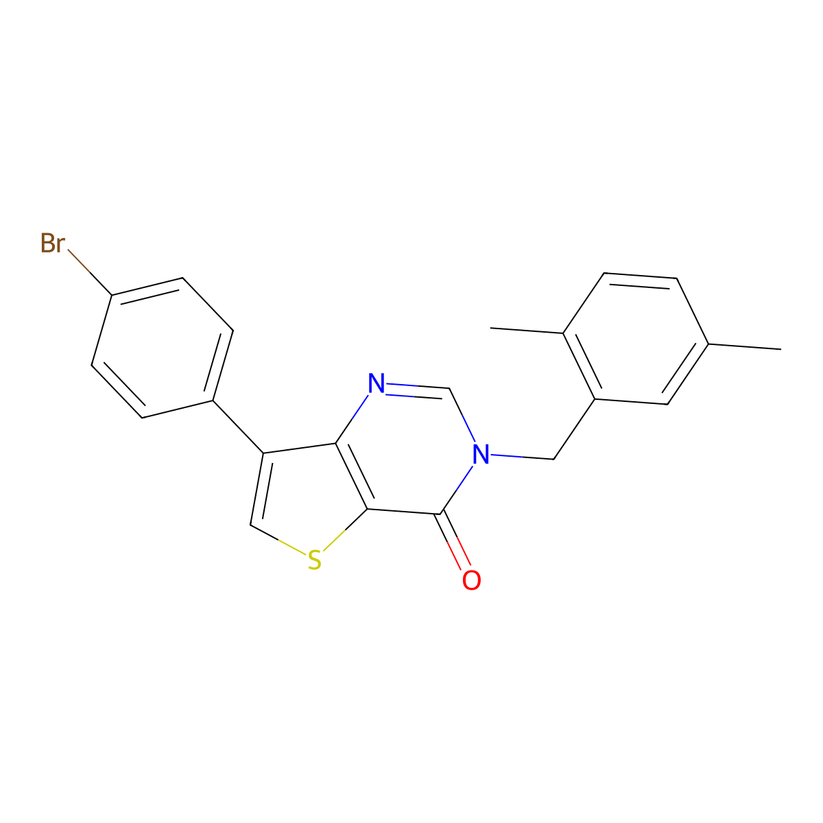 7-(4-bromophenyl)-3-(2,5-dimethylbenzyl)thieno[3,2-d]pyrimidin-4(3H)-one molecular structure, CAS 1207016-24-7