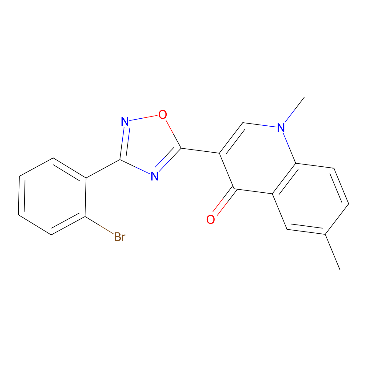 3-[3-(2-bromophenyl)-1,2,4-oxadiazol-5-yl]-1,6-dimethylquinolin-4(1H)-one molecular structure, CAS 1207016-25-8