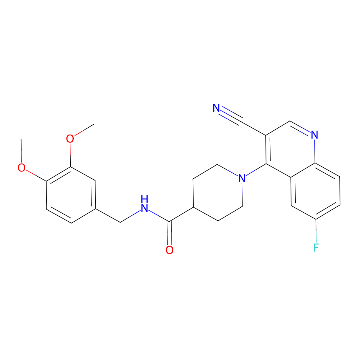 1-(3-cyano-6-fluoroquinolin-4-yl)-N-[(3,4-dimethoxyphenyl)methyl]piperidine-4-carboxamide molecular structure, CAS 1207016-30-5