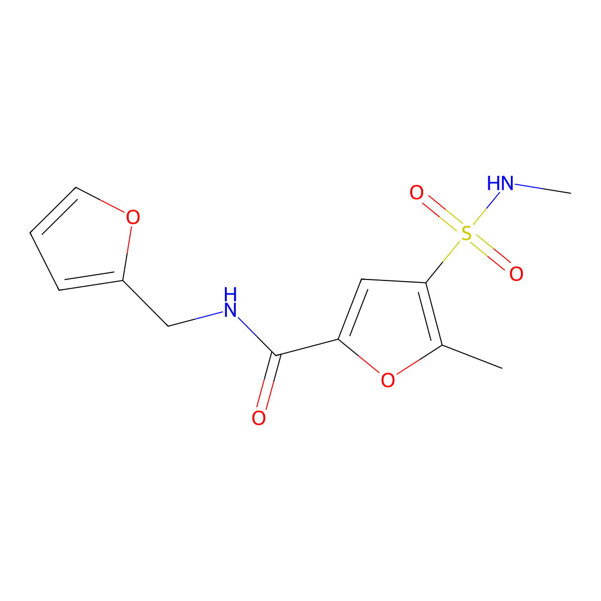N-(furan-2-ylmethyl)-5-methyl-4-(N-methylsulfamoyl)furan-2-carboxamide molecular structure, CAS 1207016-32-7