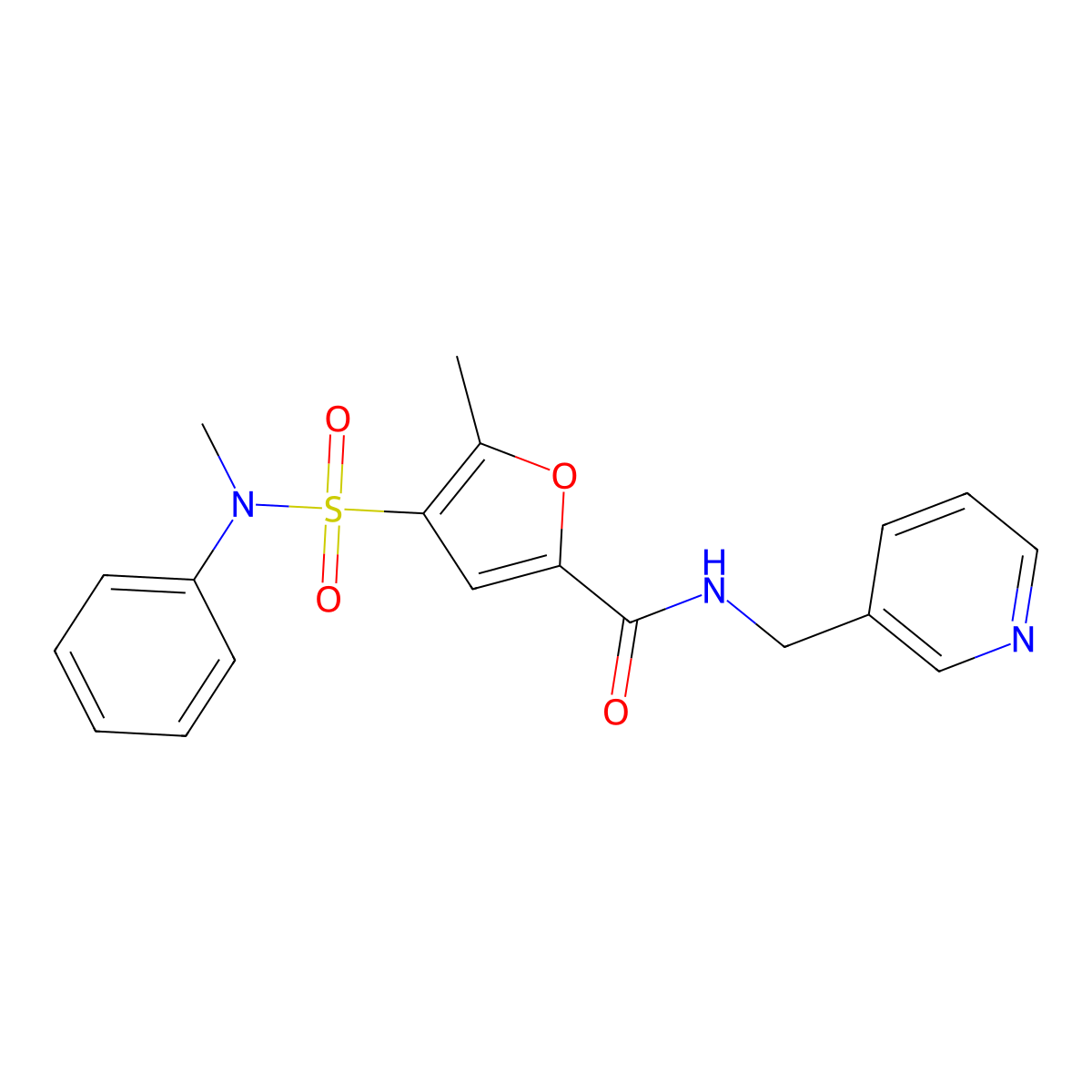 5-methyl-4-(N-methyl-N-phenylsulfamoyl)-N-(pyridin-3-ylmethyl)furan-2-carboxamide molecular structure, CAS 1207016-39-4