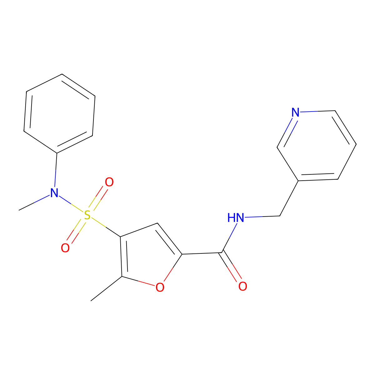 5-methyl-4-(N-methyl-N-phenylsulfamoyl)-N-(pyridin-3-ylmethyl)furan-2-carboxamide molecular structure, CAS 1207016-39-4