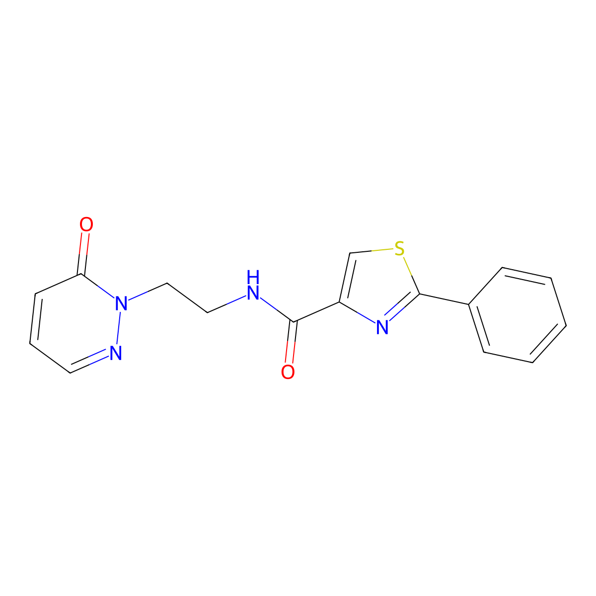 N-(2-(6-oxopyridazin-1(6H)-yl)ethyl)-2-phenylthiazole-4-carboxamide molecular structure, CAS 1207016-47-4