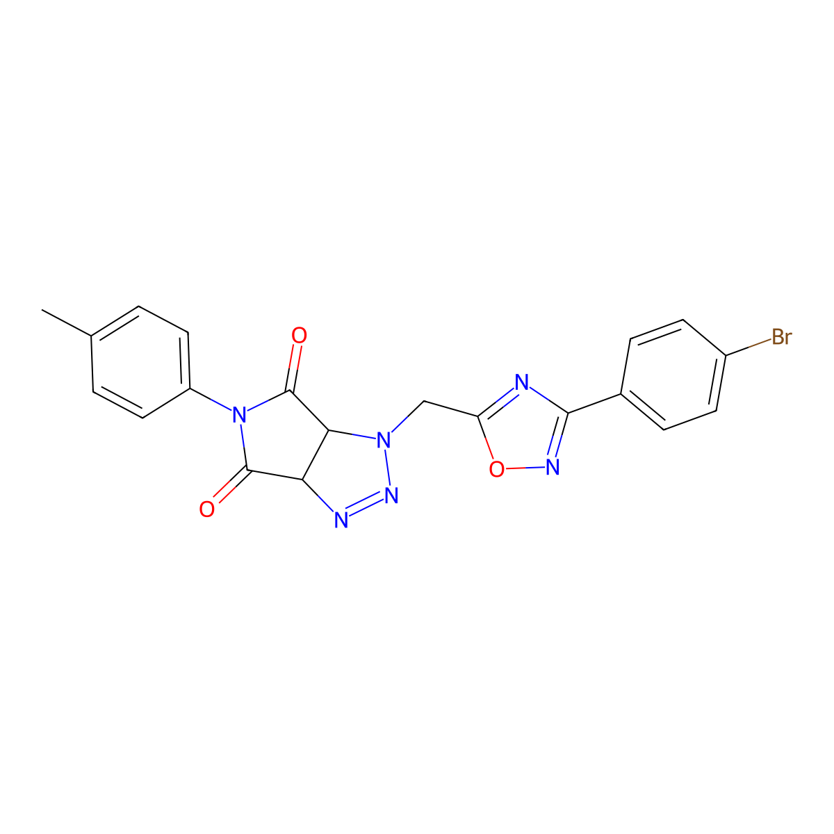 1-((3-(4-bromophenyl)-1,2,4-oxadiazol-5-yl)methyl)-5-(p-tolyl)-1,6a-dihydropyrrolo[3,4-d][1,2,3]triazole-4,6(3aH,5H)-dione molecular structure, CAS 1207016-58-7