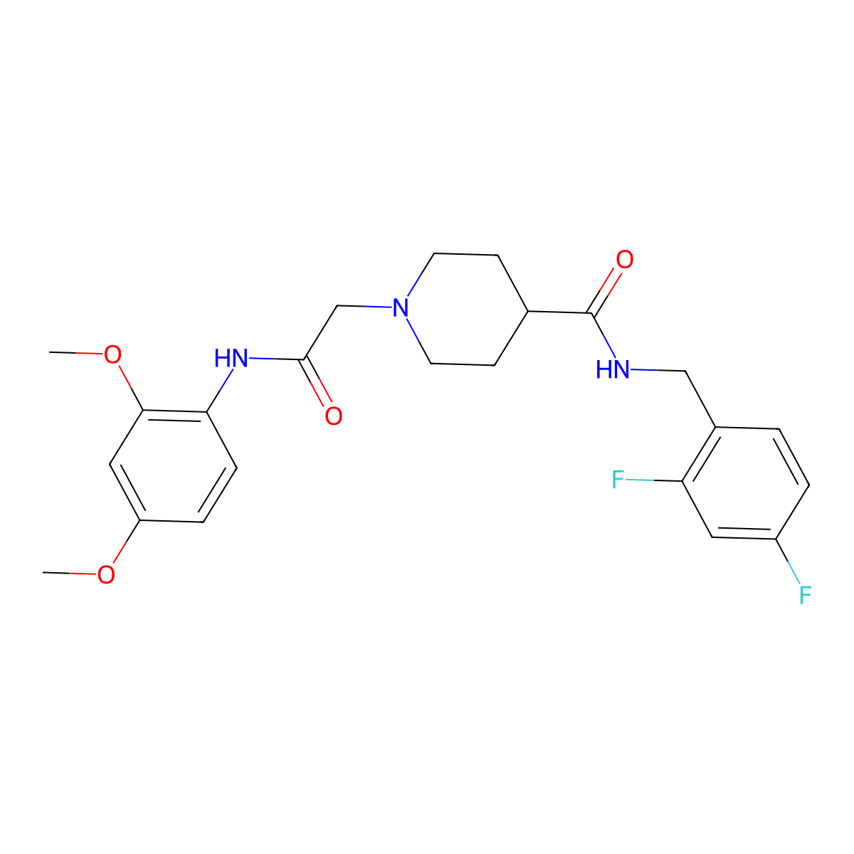 N-(2,4-difluorobenzyl)-1-(2-((2,4-dimethoxyphenyl)amino)-2-oxoethyl)piperidine-4-carboxamide molecular structure, CAS 1207016-68-9