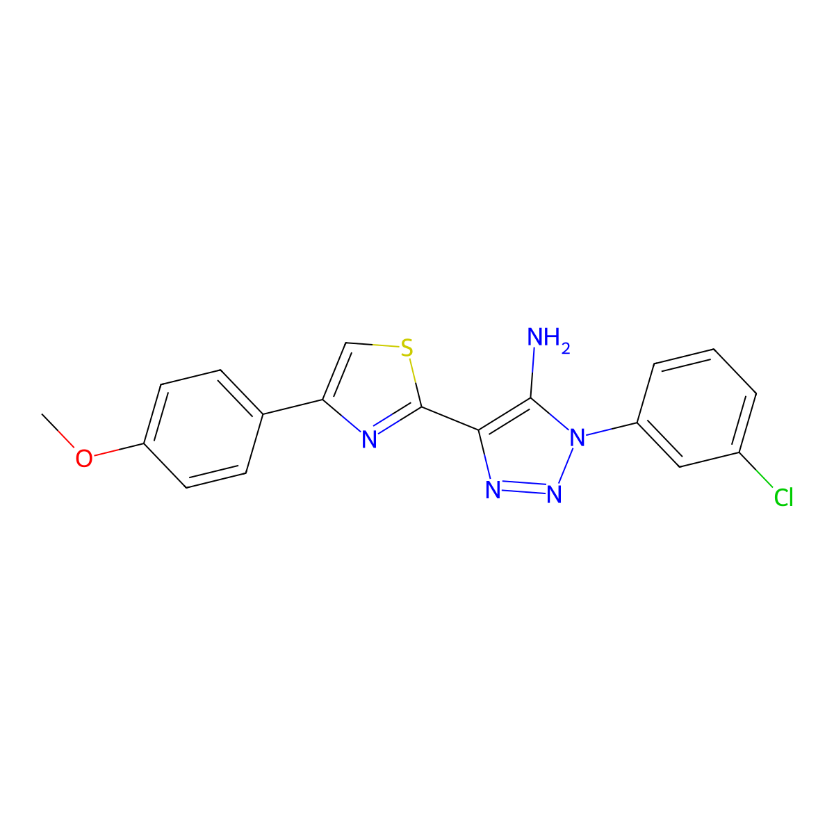 1-(3-chlorophenyl)-4-[4-(4-methoxyphenyl)-1,3-thiazol-2-yl]-1H-1,2,3-triazol-5-amine molecular structure, CAS 1207016-71-4