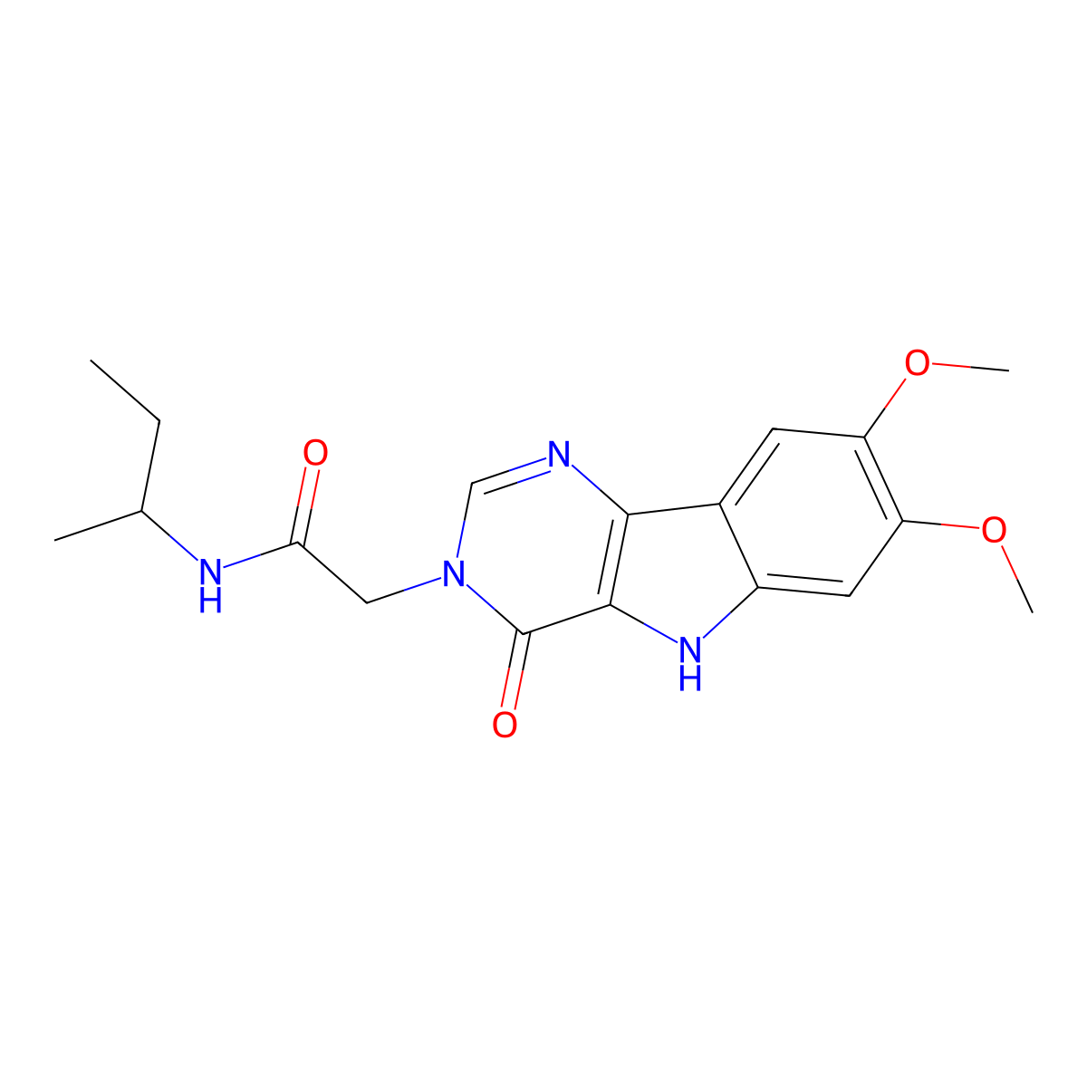 N-(sec-butyl)-2-(7,8-dimethoxy-4-oxo-4,5-dihydro-3H-pyrimido[5,4-b]indol-3-yl)acetamide molecular structure, CAS 1207016-72-5