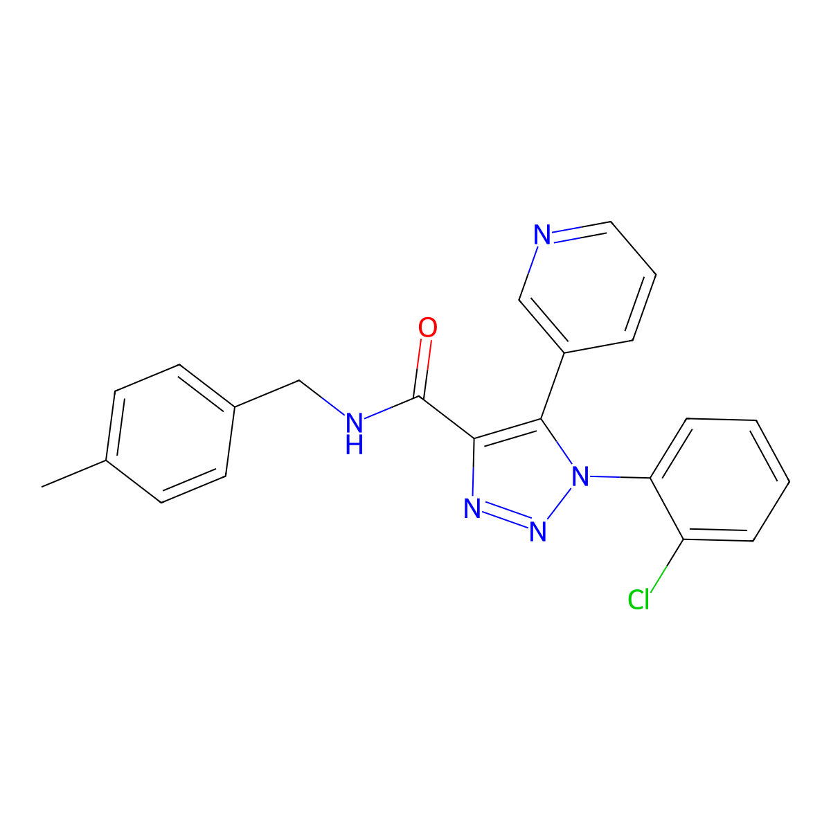 1-(2-chlorophenyl)-N-(4-methylbenzyl)-5-(pyridin-3-yl)-1H-1,2,3-triazole-4-carboxamide molecular structure, CAS 1207016-74-7