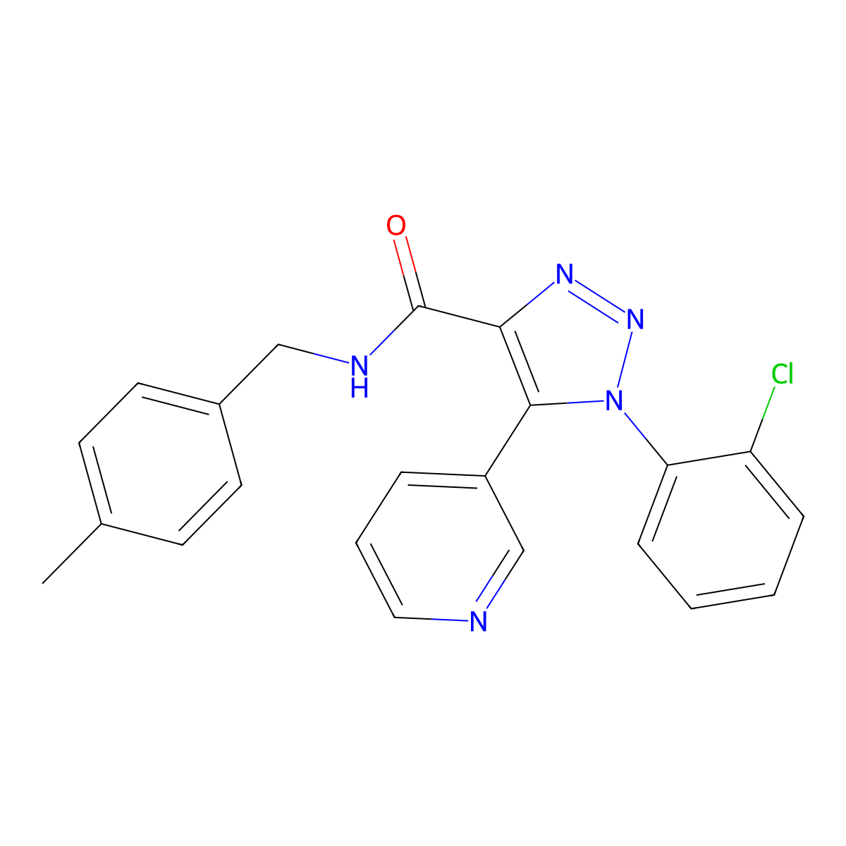 1-(2-chlorophenyl)-N-(4-methylbenzyl)-5-(pyridin-3-yl)-1H-1,2,3-triazole-4-carboxamide molecular structure, CAS 1207016-74-7