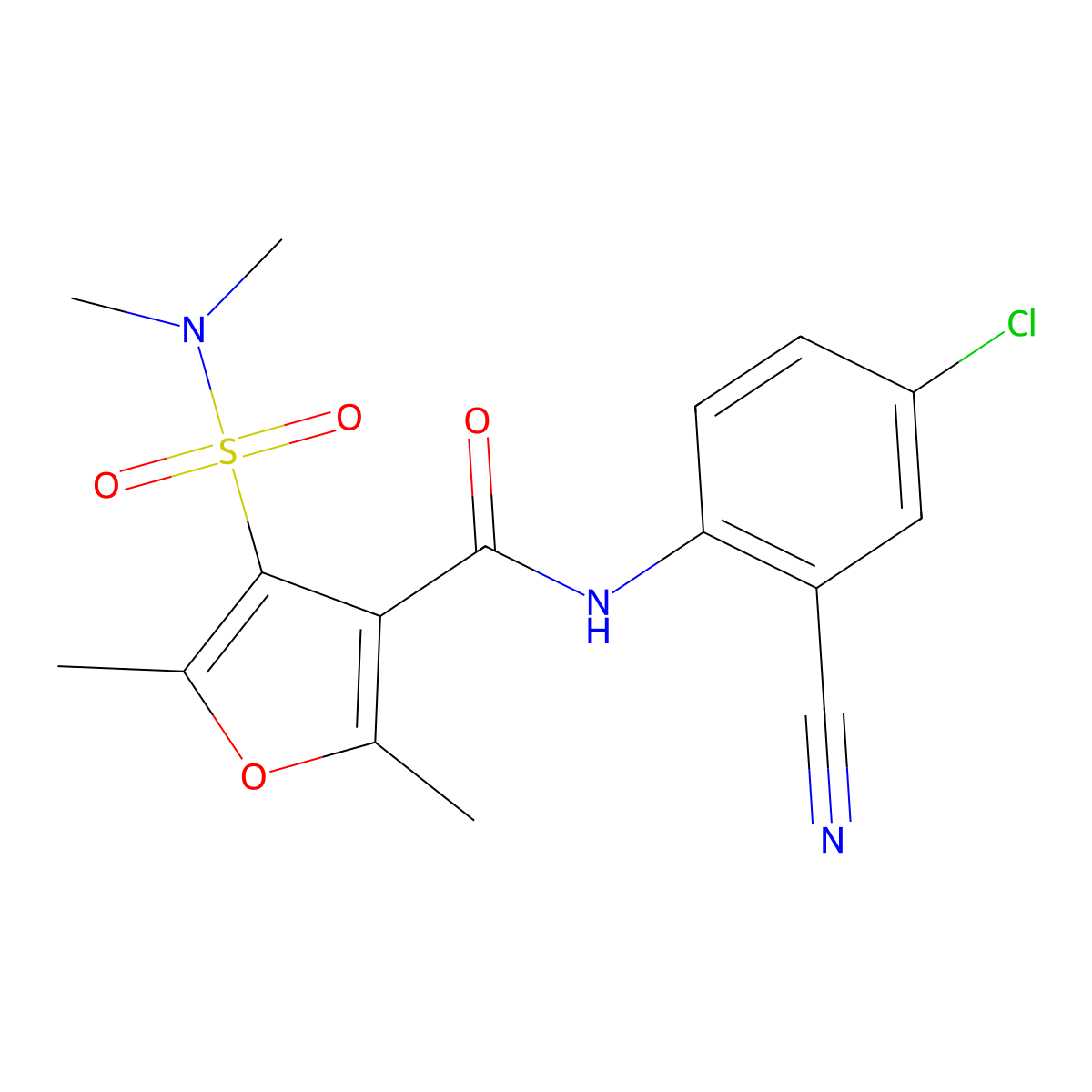 N-(4-chloro-2-cyanophenyl)-4-(N,N-dimethylsulfamoyl)-2,5-dimethylfuran-3-carboxamide molecular structure, CAS 1207016-76-9