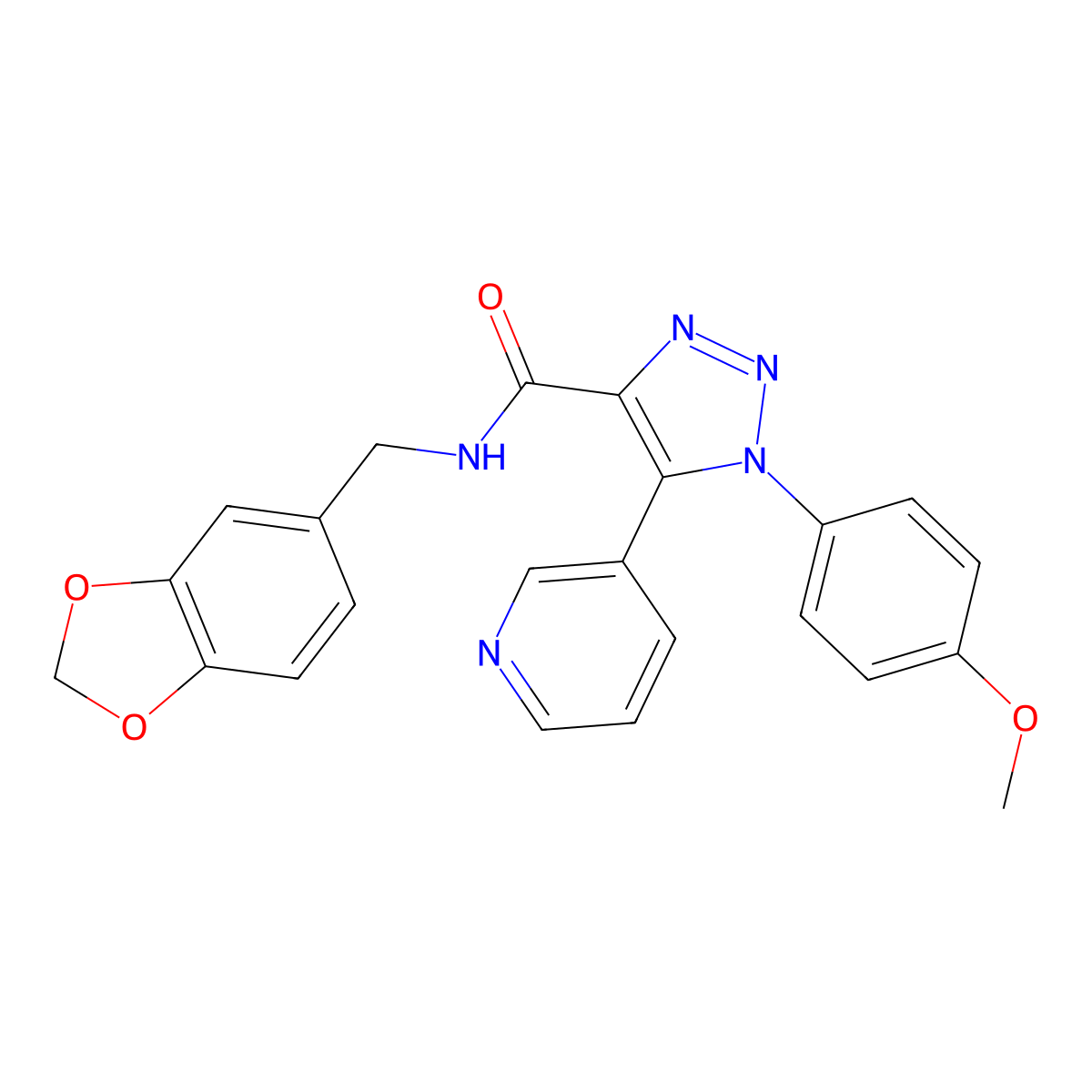 N-[(2H-1,3-benzodioxol-5-yl)methyl]-1-(4-methoxyphenyl)-5-(pyridin-3-yl)-1H-1,2,3-triazole-4-carboxamide molecular structure, CAS 1207016-77-0